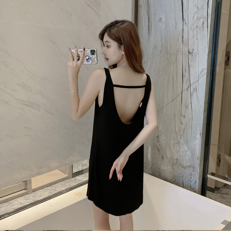 Korean Version Sleeping Dress Women Summer Modale Pure Cotton Sexy Dew Back Vest Private Room Pyjamas Thin Pregnant Woman Foreign Dress
