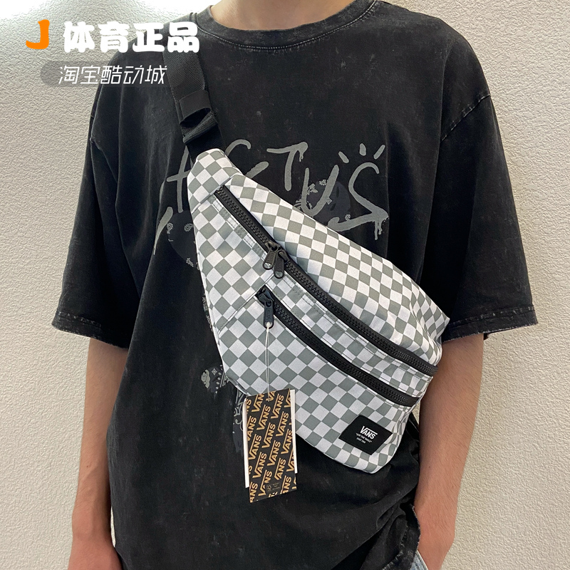 Vans Men's and Women's Black Checkerboard Waist Bag Sports Casual Single Shoulder Crossbody Backpack Vn0A2Zxxytf