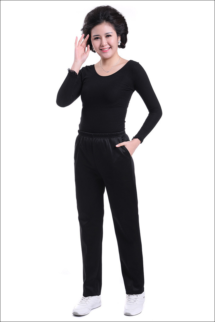 Quần thể thao nữ trung niên và già mùa đông cộng với nhung dày ống thẳng mẹ trung niên phụ nữ cao eo thường quần cỡ lớn áo khoác cho phụ nữ 40 tuổi