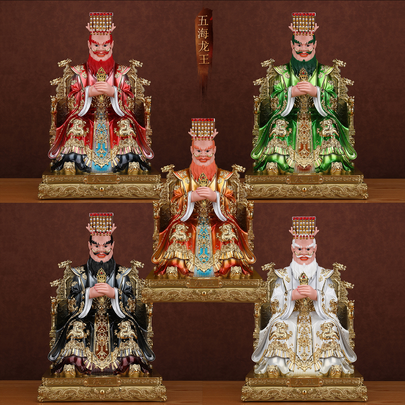 Five Sea Dragon King Statues, Southeast, Central, Northwest Sea Dragon Kings Resin Figurines, Realistic Dragon King Resin Worship Ornaments Five Sea Dragon King Statues, Southeast, Central, Northwest Sea Dragon Kings Resin Figurines, Realistic Dragon King Resin Worship Ornaments