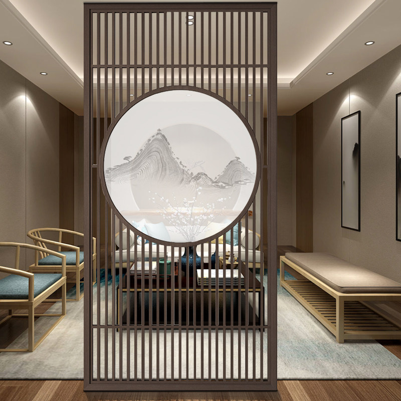 Custom Chinese solid wood screen partition dining room Living room entrance into the house Xuanguan Modern fence Home Floor Decoration Seat Screen