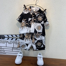 Boys suit summer childrens foreign style new short-sleeved shirt 2021 Korean version summer casual pants two-piece tide