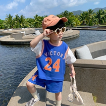 2021 summer new basketball uniforms childrens handsome sportswear trendy pants suits foreign short-sleeved pullovers trendy