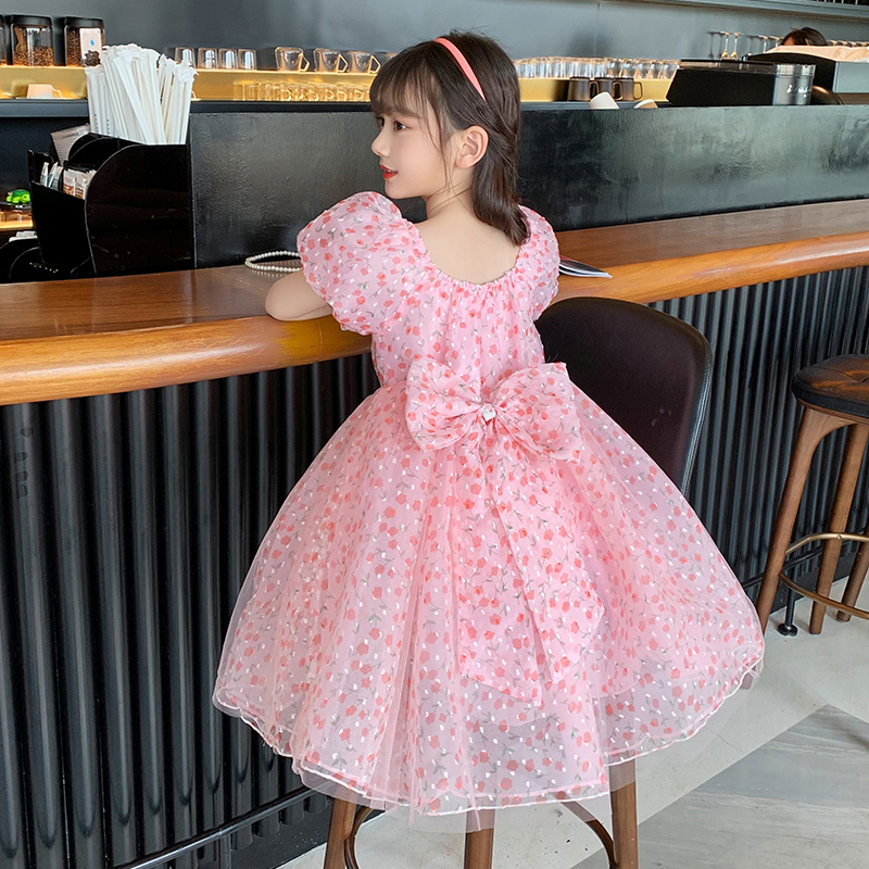 Girls summer dress princess skirt 2022 new net red foreign style big children's clothing girl gauze skirt children's summer dress