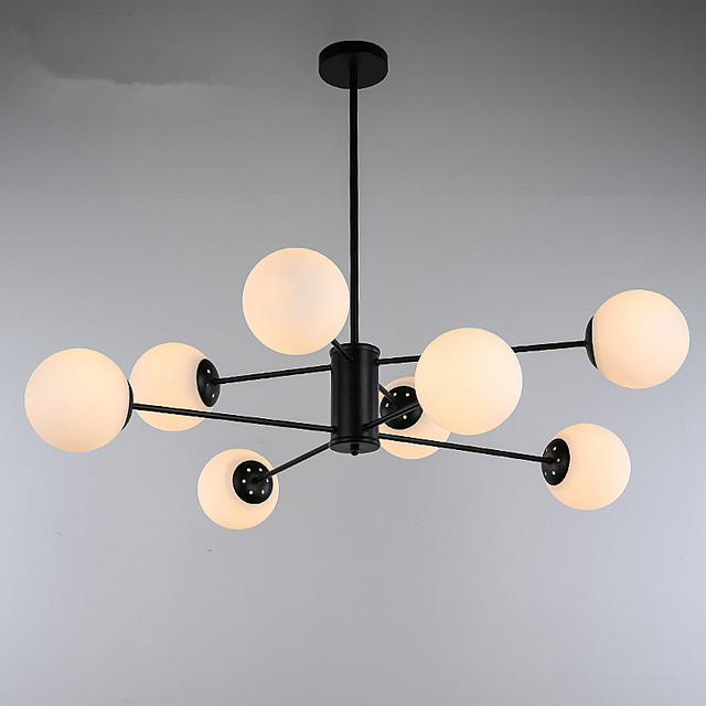 Nordic Style Chandeliers Living-room Bedroom Lamp Iron Art Creative Individuality Molecular Lamp Room Lamp Magic Bean Glass Ball Chandeliers
