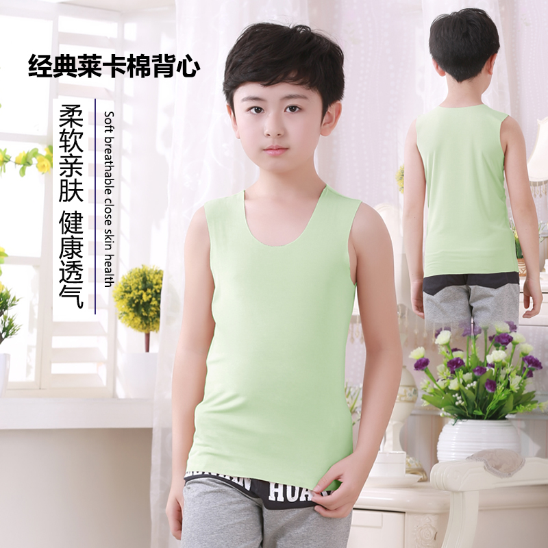 trẻ em mùa hè không tay bông cotton nhỏ vest áo trong lớn cậu bé xà ngang phía dưới màu bông cô gái mỏng lót