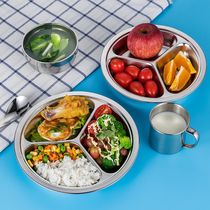 Antibacterial and mildew-proof food grade 304 stainless steel plate grid round childrens meal plate Trust class baby grid plate