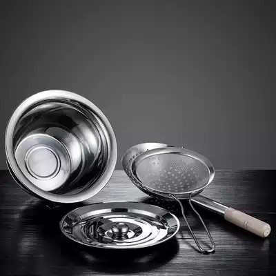 Thickened stainless steel oil basin drum-shaped Oil Bowl with lid oil drum kitchen kitchen commercial oil drum oil tank seasoning Basin