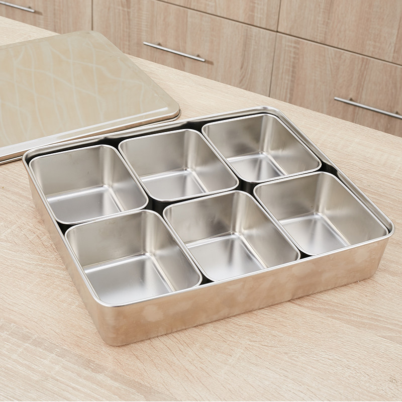 Stainless Steel Hot Pot Seasoning Kit Kitchen with lid Sub-lattice seasoning Seasoning Containing Salt Tank Canteen Leave Sample Square Box