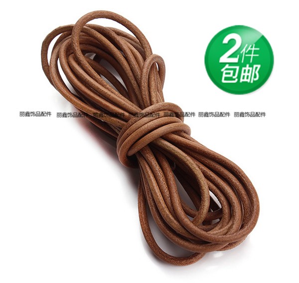 1-6mm Retro Genuine Leather Bull Leather Cord Thread Original Color Round String Beads Handmade Necklace Weave Thread DIY Ornament Accessories