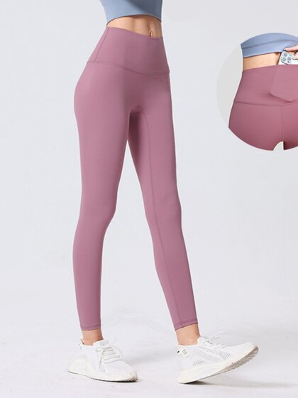 高腰裸感无尴尬线瑜伽裤女弹力紧身提臀健身房运动蜜桃臀打底裤女