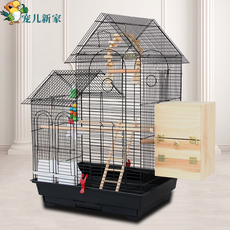 European double roof villa parrot cage luxury breeding group bird cage Xuanfeng tiger skin peony Parrot bird cage large