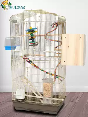 Electroplated gold tiger skin large breeding cage Xuan Feng peony parrot cage large luxury metal tiger starling bird cage