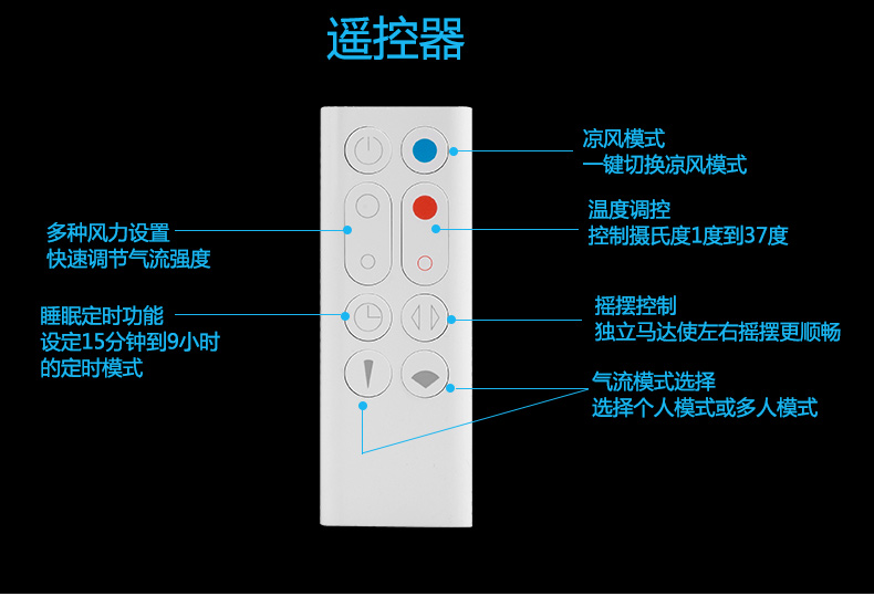 quạt mini cầm tay giá rẻ Đức nhập khẩu Dyson Dyson AM09 sưởi ấm và làm mát kép sử dụng quạt điện không lá nhà máy sưởi im lặng dọc G
