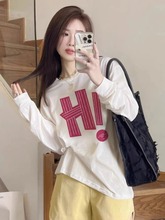 Long sleeved t-shirt for women with 12 years of experience. Long sleeved t-shirt for women with 100% pure cotton white letter printed T-shirt for women with 202 years of experience