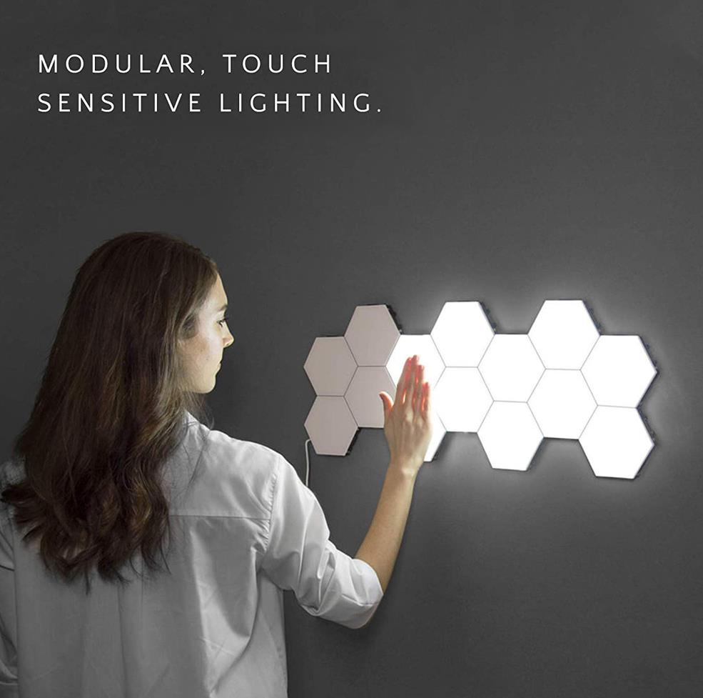 Shake sound creative quantum light touch sensing studio dimming modeling light free adhesive splicing atmosphere honeycomb light