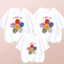 Sunflower parent-child clothing summer family of three short-sleeved 2024 new primary school uniforms kindergarten class uniforms T-shirt