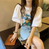 Летняя сексуальная ретро футболка с коротким рукавом, французский ретро стиль, рукава фонарики