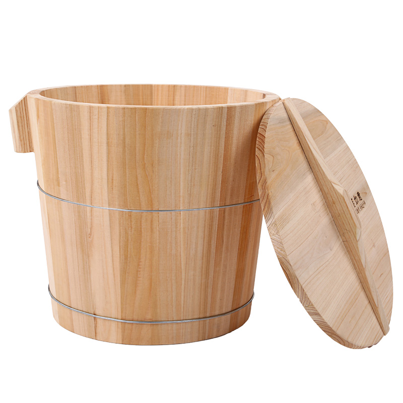 Domestic rice barrel 10kg solid wood rice barrel 30jin small round