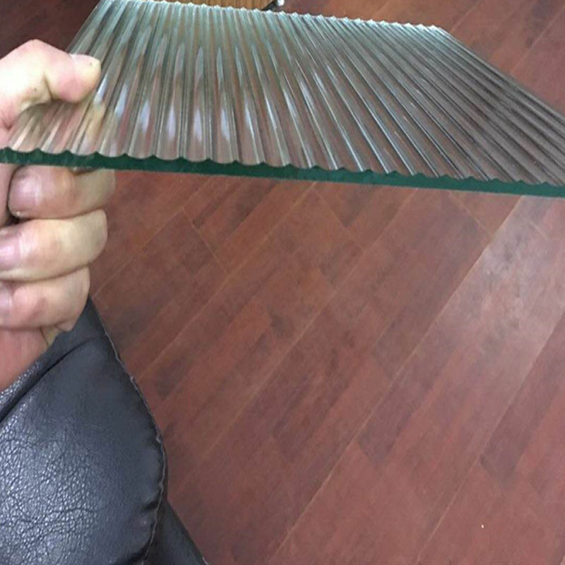 Ultra White Long Iridescent Glass Custom Extremely Narrow Rim Striped Corrugated Glass Art Hot Bending Process Living Room Screen Partition