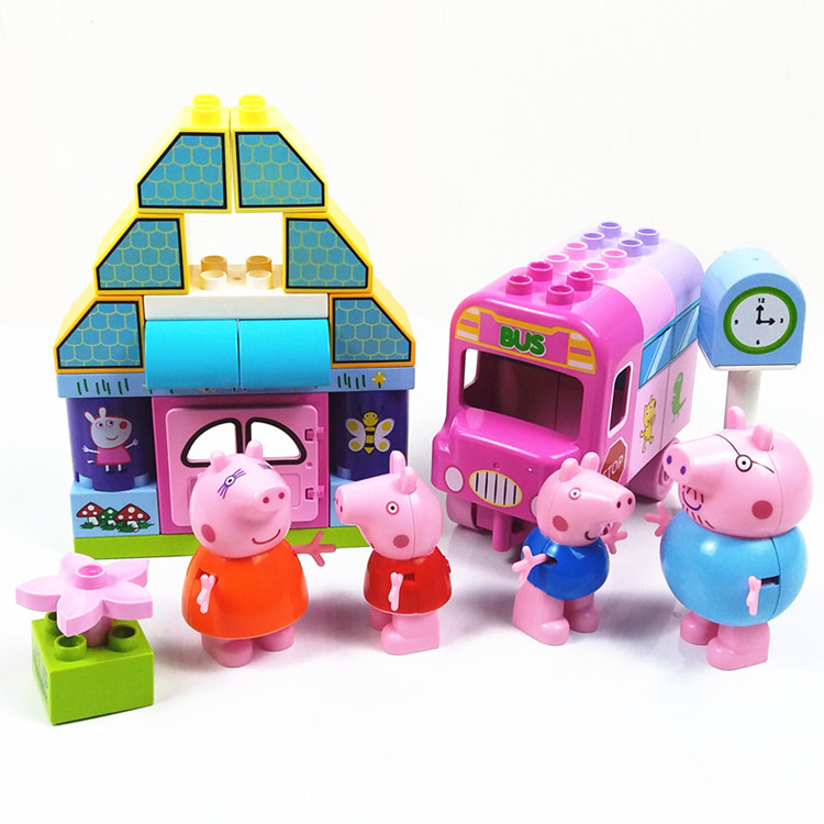 Đồ chơi hình con lợn Các khối xây dựng của Peggyqi tương thích với các hạt lớn Lego ghép hình các bé trai và bé gái 2-3-6 tuổi đồ chơi con gái