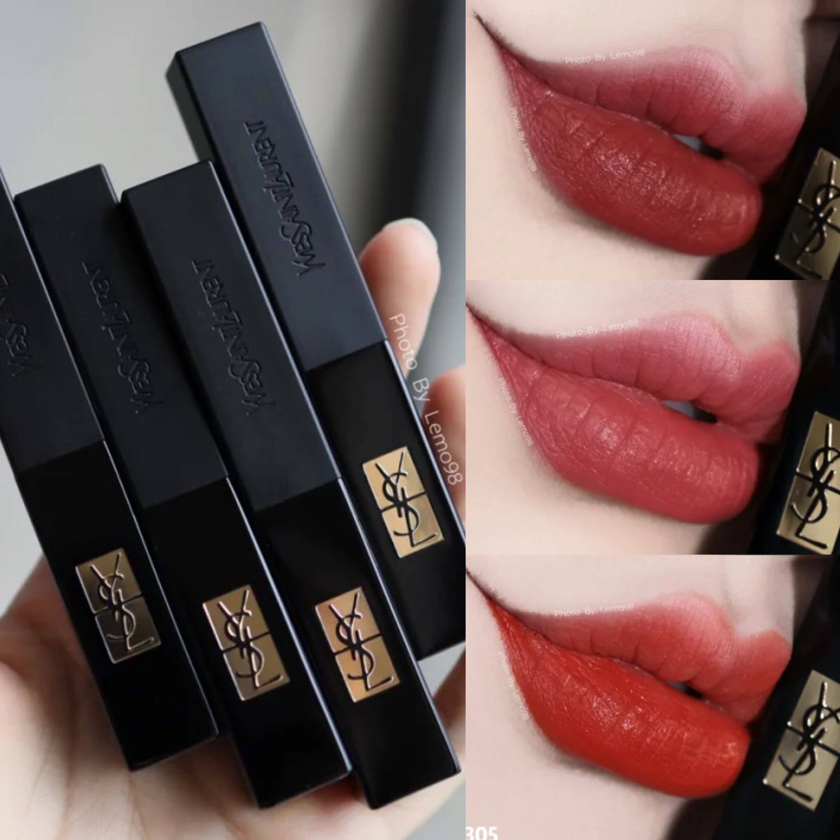 YSL Saint Laurent 2021 New pint little black strip velvet red lipstick 301302303307 lasting not to fall color