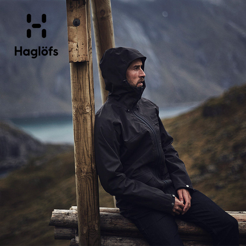 Haglofs matchstick men's spring and autumn outdoor rush waterproof hooded assault jacket men's windbreaker 603863 European version