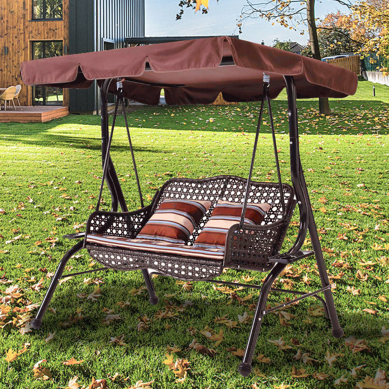 Outdoor swing double rocking chair hanging basket outdoor courtyard balcony home hanging chair wrought iron rattan swing chair hammock