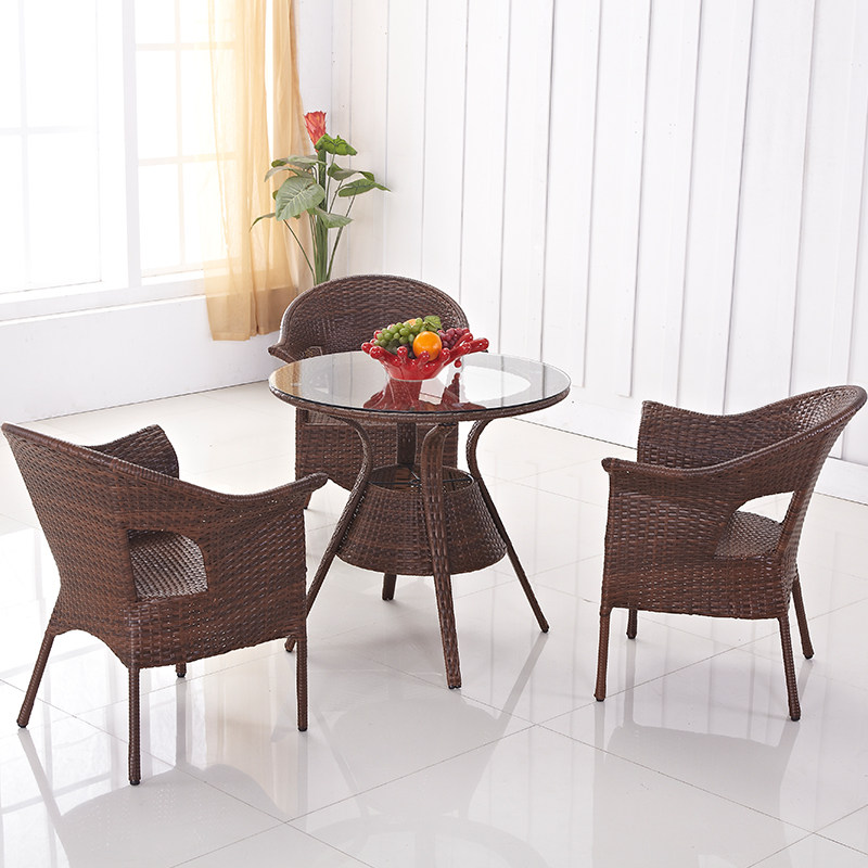 Outdoor furniture rattan table and chairs outdoor patio patio balcony five-piece set leisure rattan chair coffee table chair three-piece set