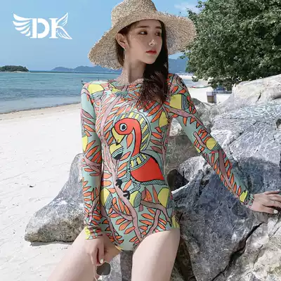 DK swimsuit women 2021 new sexy small chest Conservative belly thin Korean triangle one-piece hot spring swimsuit