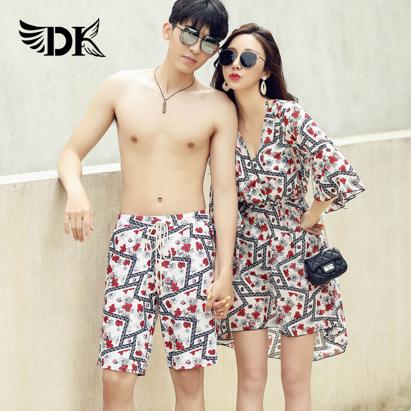 Swimsuit Women 2022 New Bikini Three-Piece Set Conservative Belly Cover Skinny Beach Swim Trunks Men's Couples Set