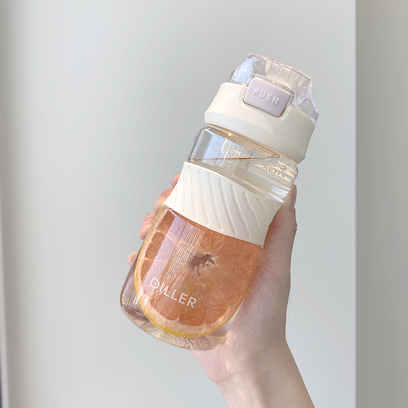 tritan water glass female with straw plastic cup sports portable cute brief freshener system transparent cup home