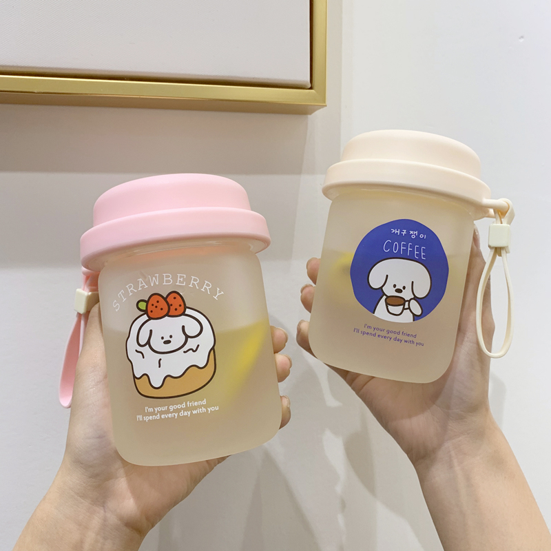 Mini glass ins wind small cute simple fresh forest water cup Female Korean version of student girl heart cup