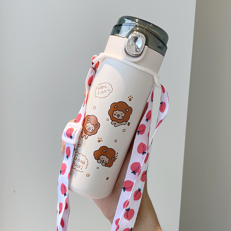 Water cup female thermos cup cute girl heart Korean version ins wind student simple portable stainless steel cup personality trend