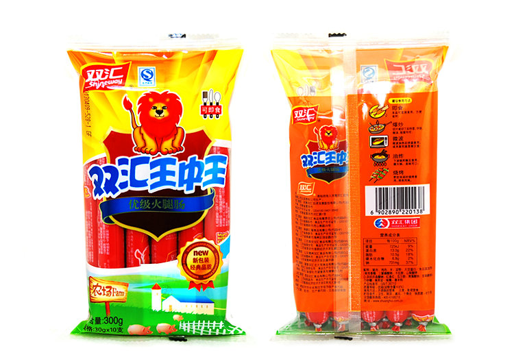 Double Link King Middle Kingdom Ham Sausage 300g * 9 Bags Whole Box Sausage Ham Whole Box Snacks Casual Bubble Noodles Barbecue String