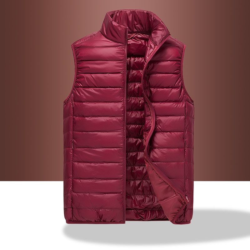 New Autumn and Winter Red Lightweight down Vest for Men with Stand Collar, Lightweight White Duck down Vest for Women, Large Size Trendy Vest New Autumn and Winter Red Lightweight down Vest for Men with Stand Collar, Lightweight White Duck down Vest for Women, Large Size Trendy Vest
