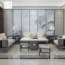 New Chinese Living Room Sofa Tea Table Combination Modern Zen solid wood Villa Like board room Hotel Clubhouse Furniture Customised