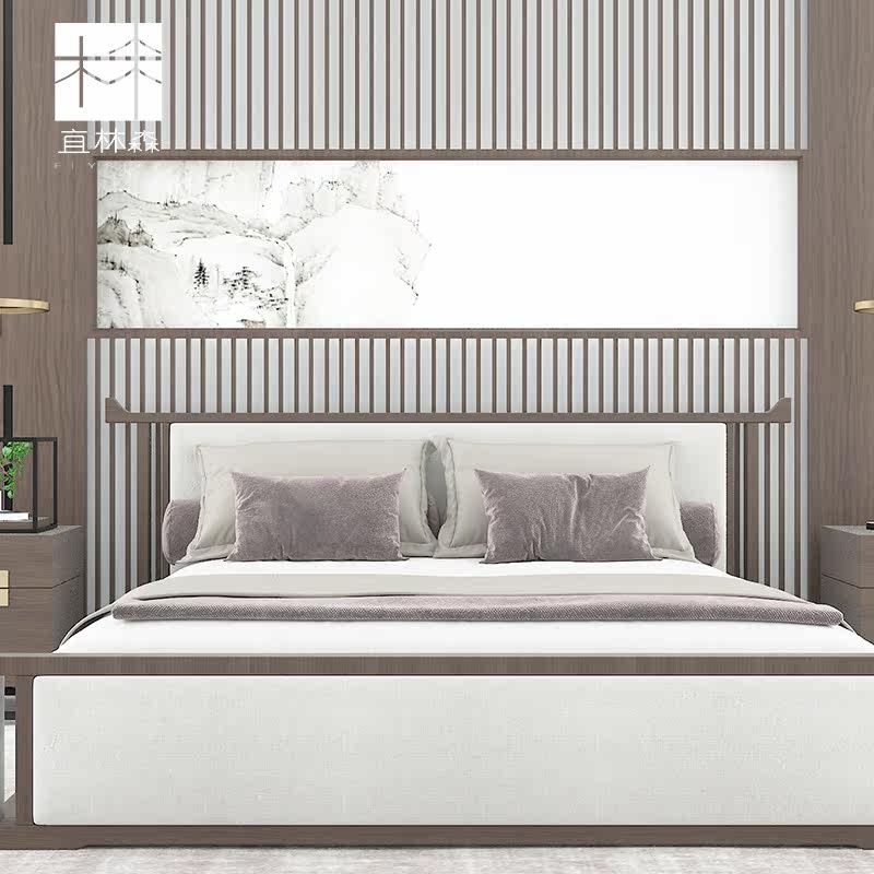 New Chinese Bed Master Bedroom 1 8 m Double NPC bed solid wood Wedding bed 1 5 m Bedroom Modern Chinese White Wax Wood Guest Bed