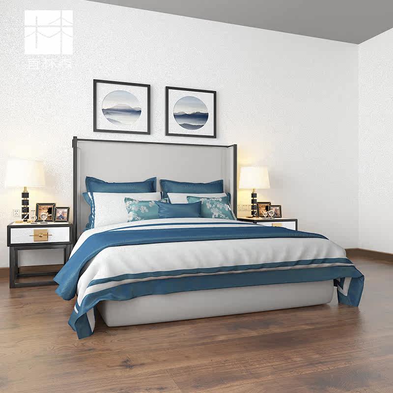 New Chinese solid wood bed frame 18 meters master bedroom double bed wedding bed 15 meters second bedroom modern Chinese ash wood big bed