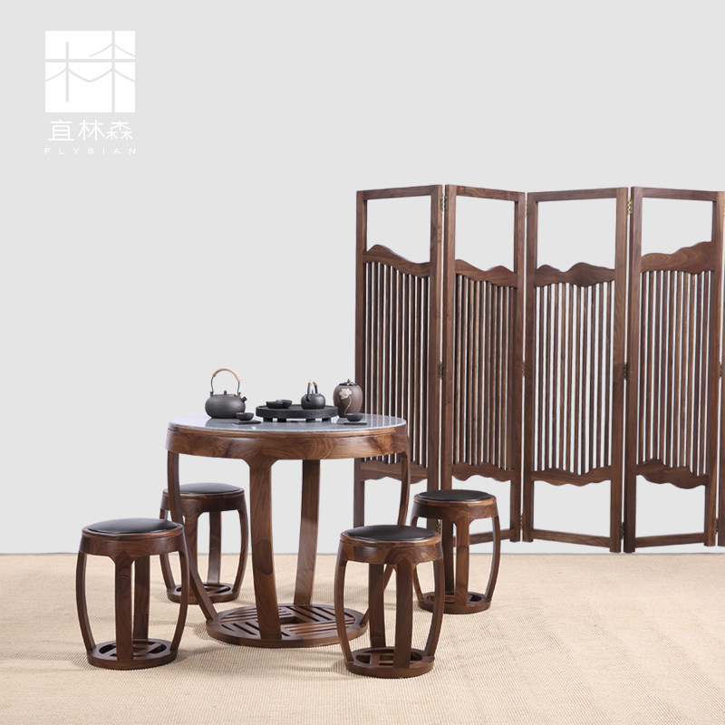 New Chinese Solid Wood Dining Table and Chair Creative Round Table Modern Simple Tea Table Designer Chinese Style Zen Furniture