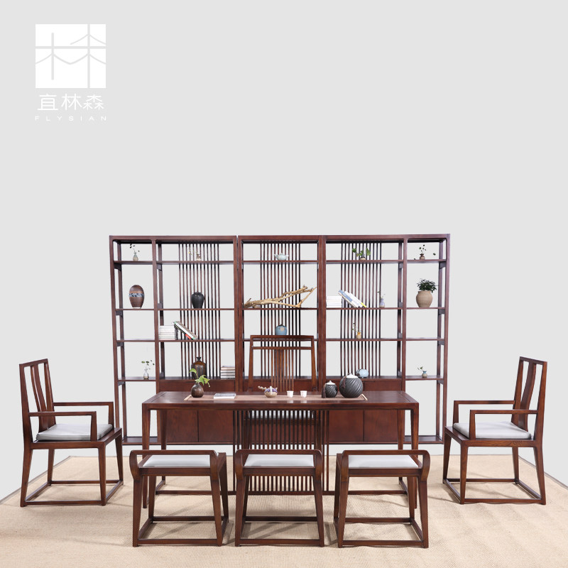 New Chinese Zen tea table and chair combination folk tea table tea chair tea stool tea cabinet Tea House solid wood furniture