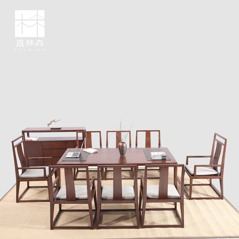 New Chinese Dining Table Chair New Ming Dining Room Furniture Solid Wood Creative Long Table Club Tea House Meeting Room Tables and Chairs