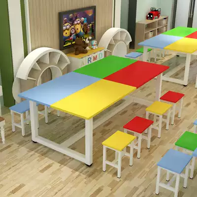 Primary school kindergarten desks and chairs stool students pei xun zhuo splicing painting mei shu zhuo writing learning table table