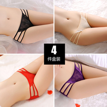4-pack womens underwear pure cotton crotch low waist seamless mesh transparent ultra-thin breathable girl sexy briefs head