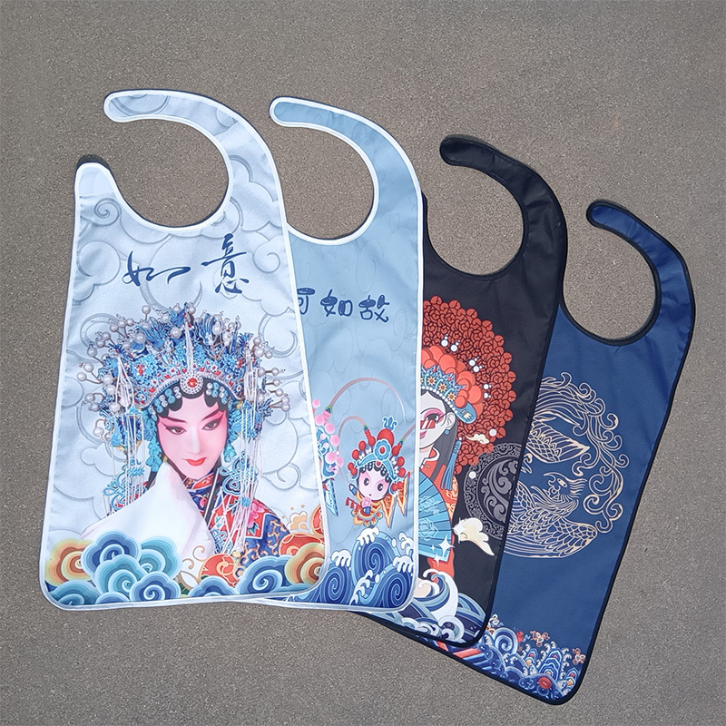 Long Cartoon-Style Bib for Eating, Chinese-Style Bib, Waterproof, Stylish and Attractive for Adults, Leak-Proof, Perfect for Hot Pot