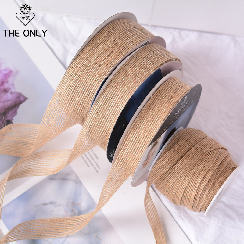 Wei Yi natural cotton hemp ribbon Bow ribbon bouquet Flower packaging webbing diy linen handmade ribbon