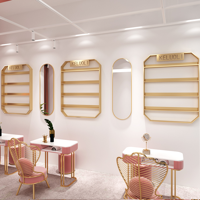 Iron Art Nail Polish Shelf Mechia Show Shelf Wall-mounted Wall Perfume Shelf Cosmetics Cabinet Chia Oil Glue Shelf