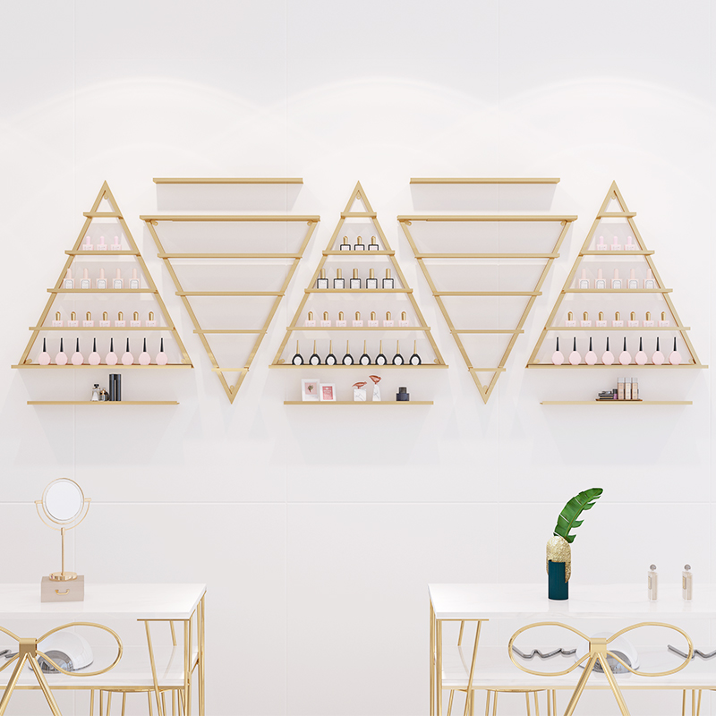 Iron Art Medecor Shelf Wall-mounted Brief Modern Nail Polish Display Rack Wall Triangle Shelving Chia Oil Gel Shelf