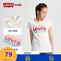 Levis Levis childrens clothing girl short sleeve 2021 summer T-shirt casual middle school child cotton top