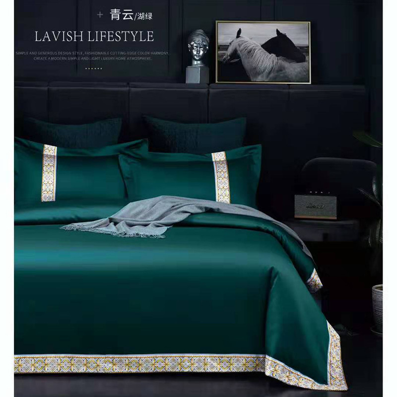 Foreign trade export pure cotton 100 horses cotton four-piece bedding cotton European-style digital welt bed sheet